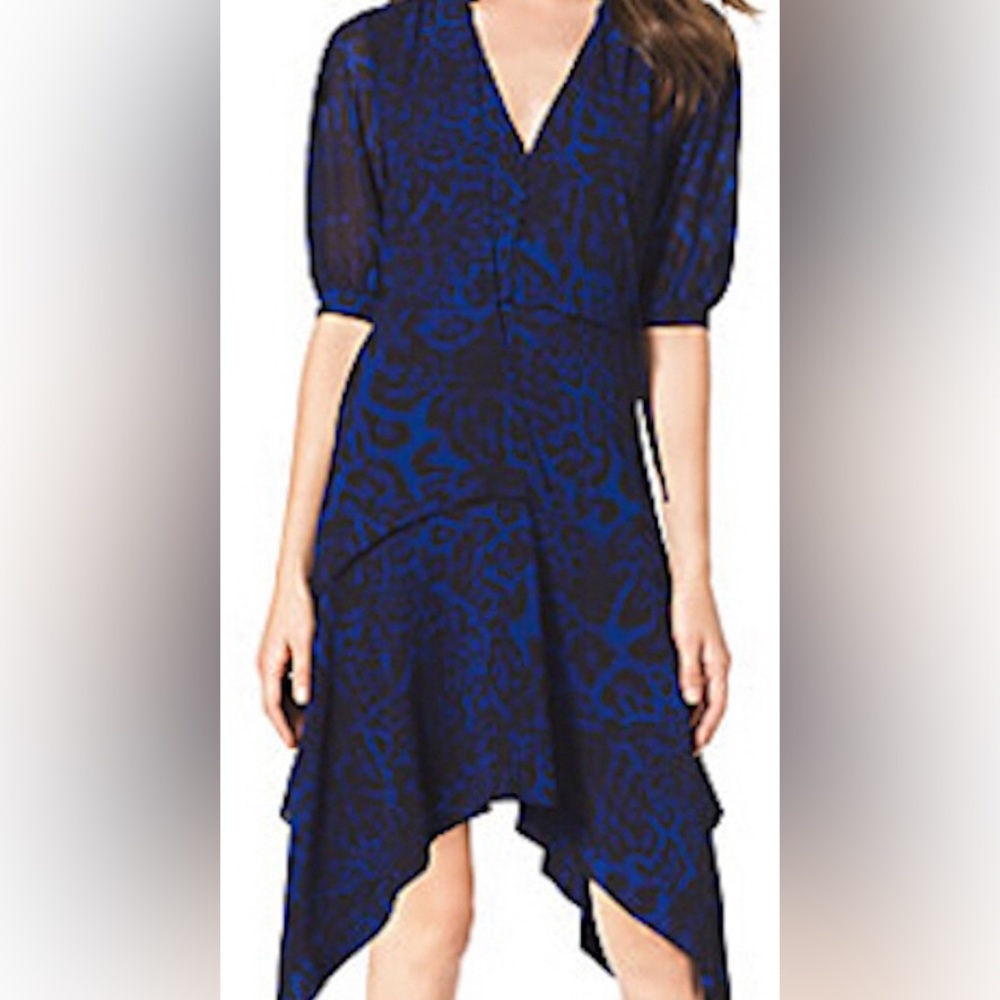 Michael Kors blue leopard animal print dress